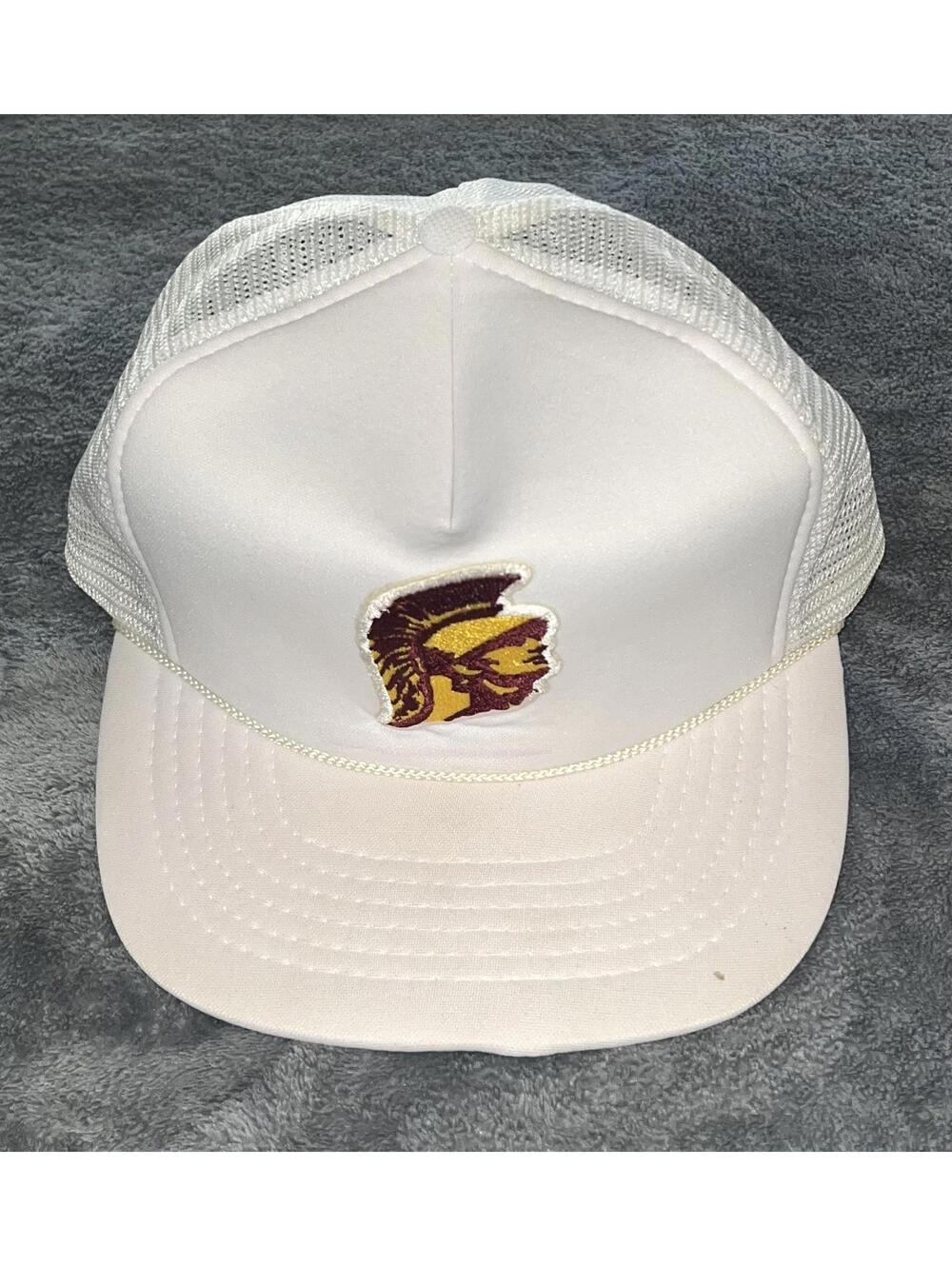 Vintage USC 1980s Trojans SnapBack Trucker Hat White RARE